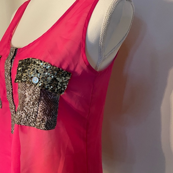 DayTrip from Buckle sheer pink tank with snake print and gold&black sequins! Sm - Picture 3 of 8